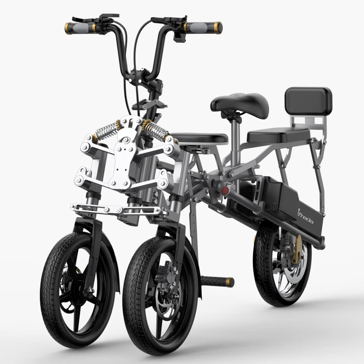 Official S6 Electric Tricycle Bike Ultra Safety Compact Folding 3 Wheel Fold-In-1S Reverse 3-Wheel E-Bike 48V 500W 15.6AH 14'' Hydraulic Brake Shock